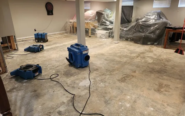 Restoration equipment on a Cloverleaf attic water damage job