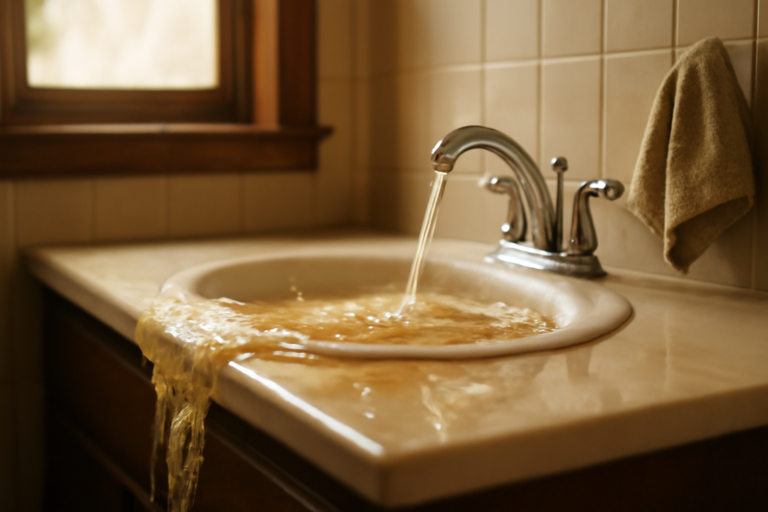 Bathroom Sink Overflow Cleanup