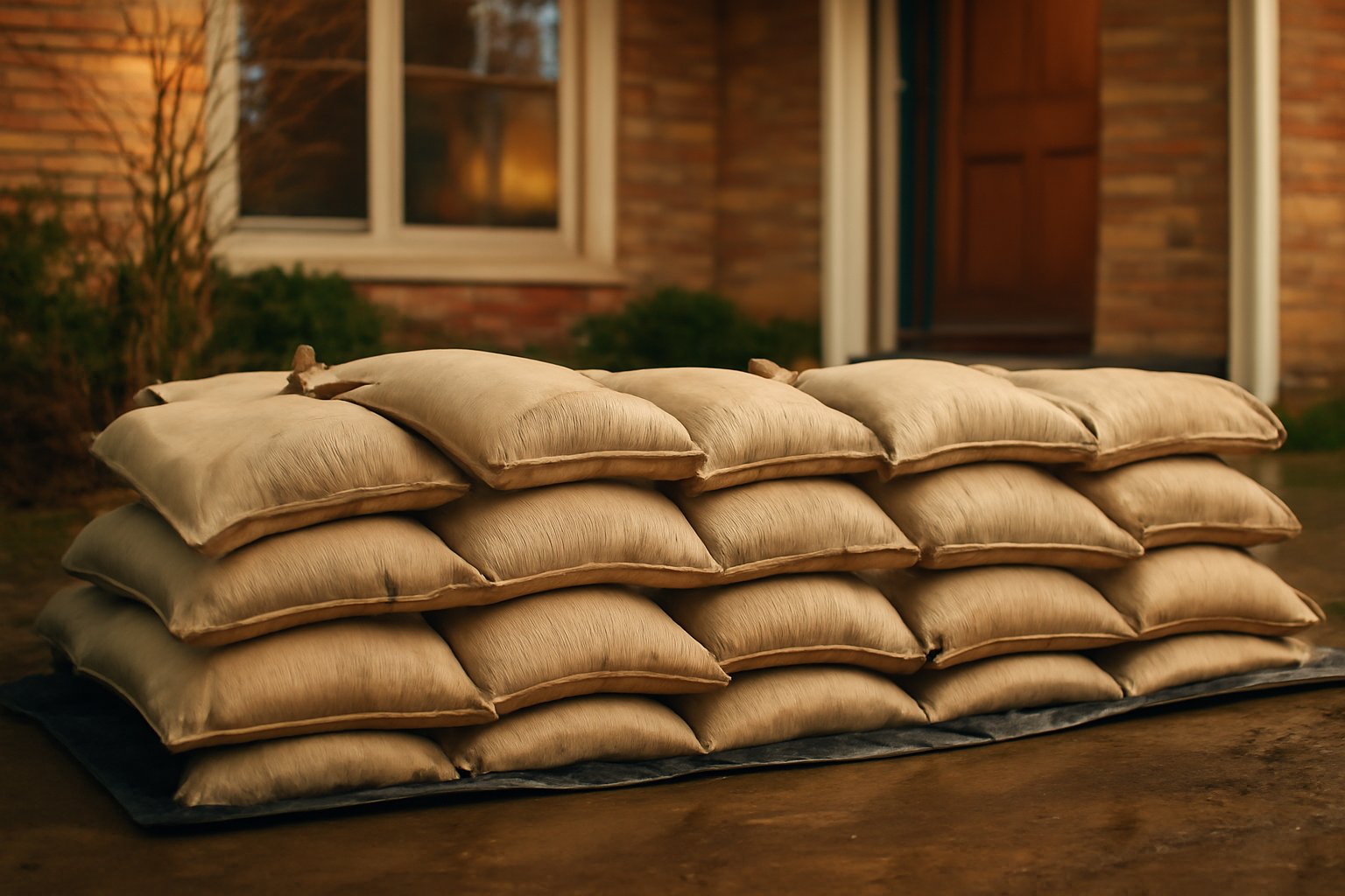 Sandbagging Flood Barrier Installation in Katy, TX